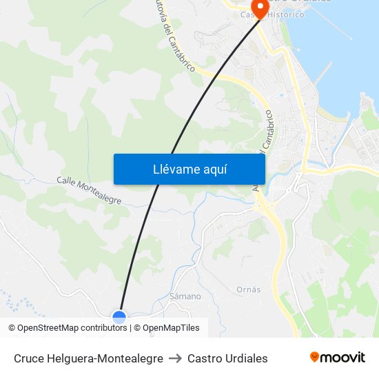 Cruce Helguera-Montealegre to Castro Urdiales map