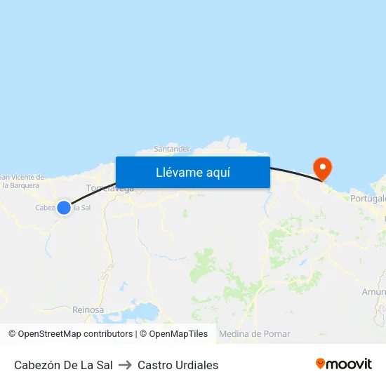 Cabezón De La Sal to Castro Urdiales map