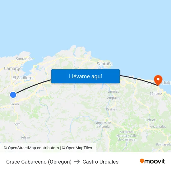 Cruce Cabarceno (Obregon) to Castro Urdiales map