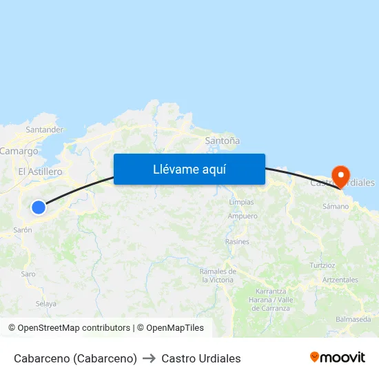 Cabarceno (Cabarceno) to Castro Urdiales map