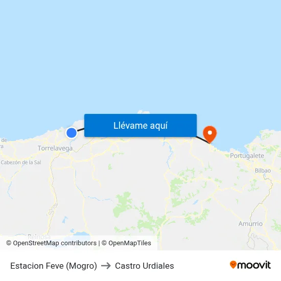 Estacion Feve (Mogro) to Castro Urdiales map