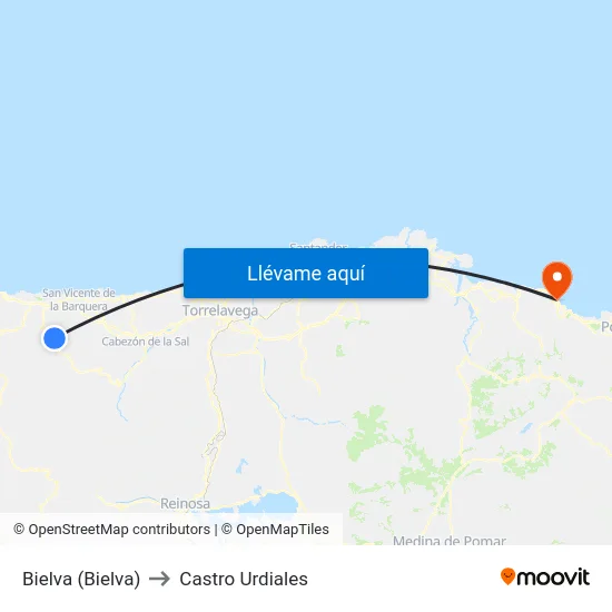 Bielva (Bielva) to Castro Urdiales map