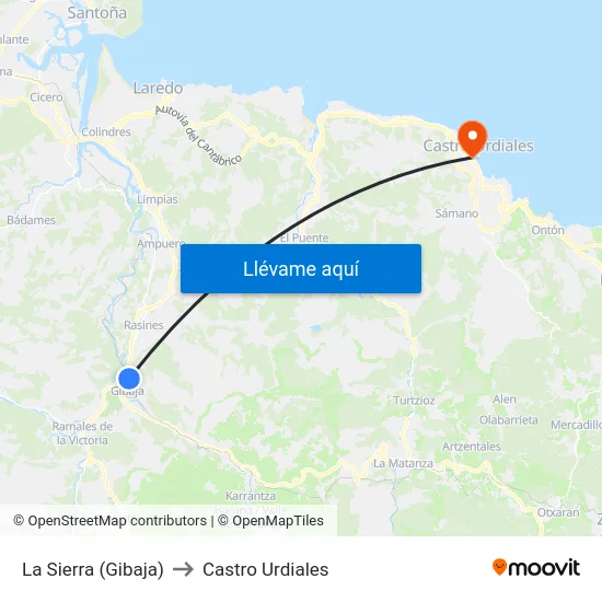La Sierra (Gibaja) to Castro Urdiales map