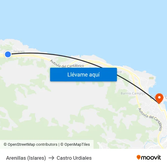 Arenillas (Islares) to Castro Urdiales map