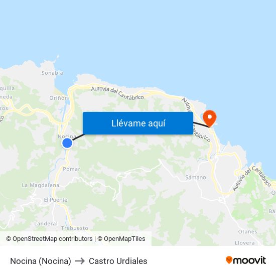Nocina (Nocina) to Castro Urdiales map