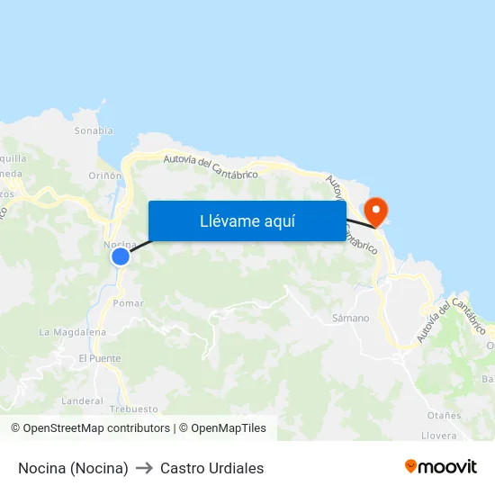 Nocina (Nocina) to Castro Urdiales map