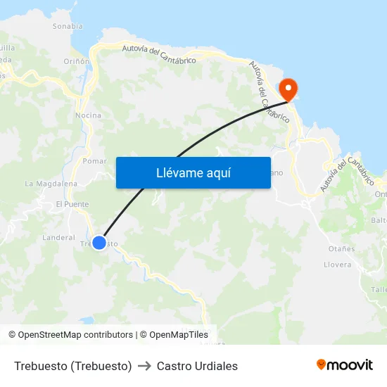 Trebuesto (Trebuesto) to Castro Urdiales map