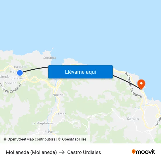 Mollaneda (Mollaneda) to Castro Urdiales map