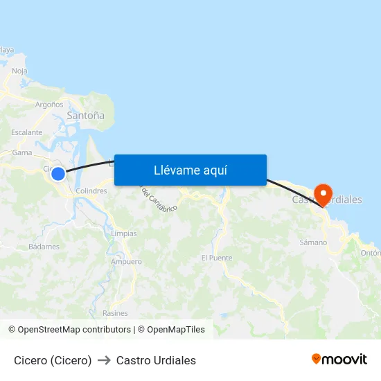 Cicero (Cicero) to Castro Urdiales map