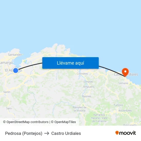 Pedrosa (Pontejos) to Castro Urdiales map