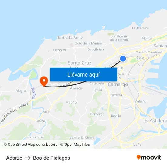 Adarzo to Boo de Piélagos map