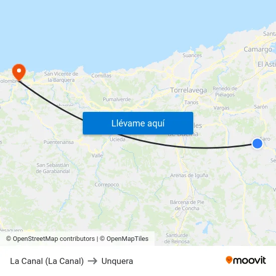 La Canal (La Canal) to Unquera map