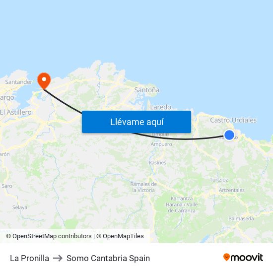 La Pronilla to Somo Cantabria Spain map