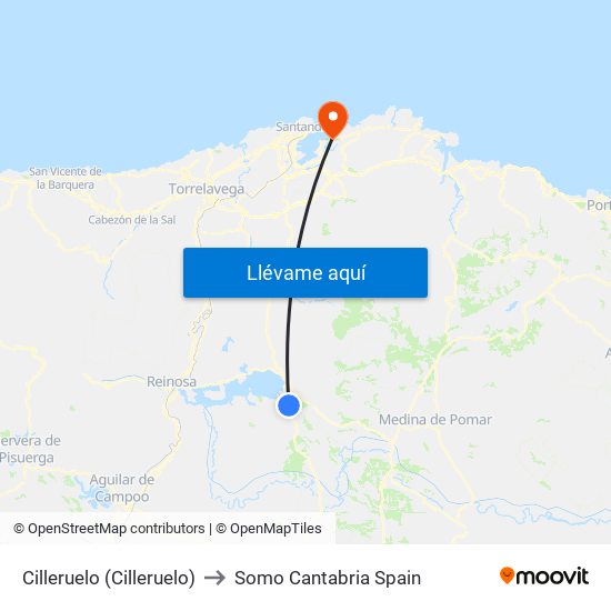 Cilleruelo (Cilleruelo) to Somo Cantabria Spain map