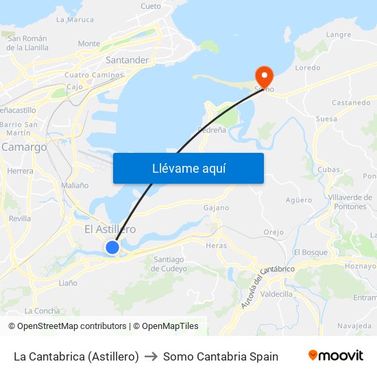 La Cantabrica (Astillero) to Somo Cantabria Spain map