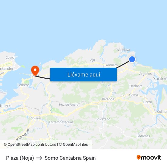 Plaza (Noja) to Somo Cantabria Spain map