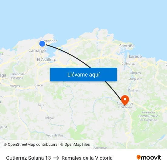 Gutierrez Solana 13 to Ramales de la Victoria map