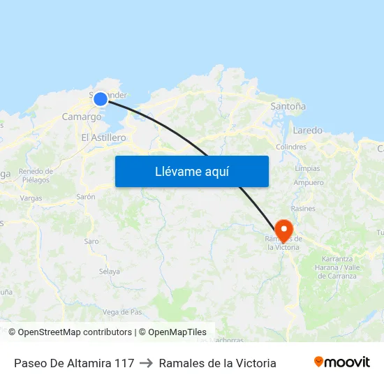 Paseo De Altamira 117 to Ramales de la Victoria map