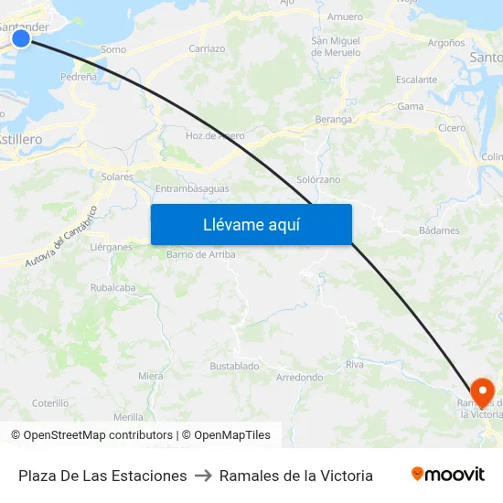 Plaza De Las Estaciones to Ramales de la Victoria map