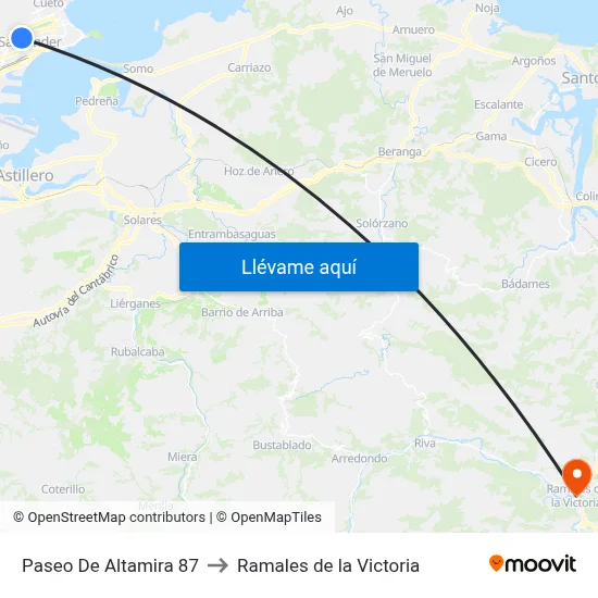 Paseo De Altamira 87 to Ramales de la Victoria map