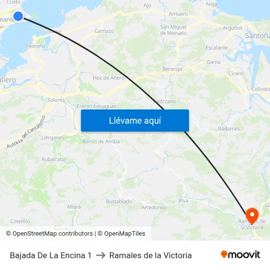 Bajada De La Encina 1 to Ramales de la Victoria map