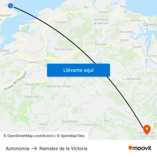 Autonomia to Ramales de la Victoria map