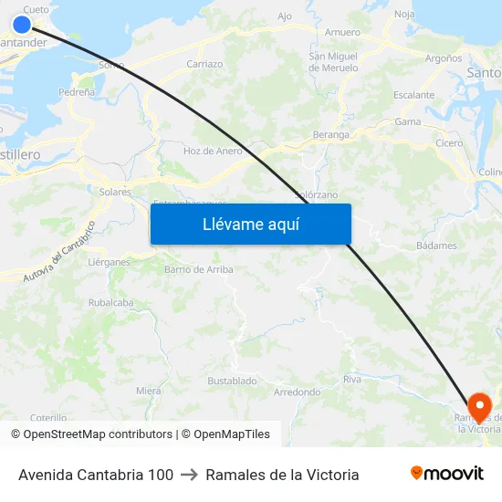 Avenida Cantabria 100 to Ramales de la Victoria map