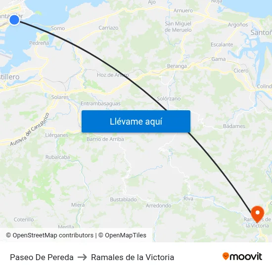 Paseo De Pereda to Ramales de la Victoria map