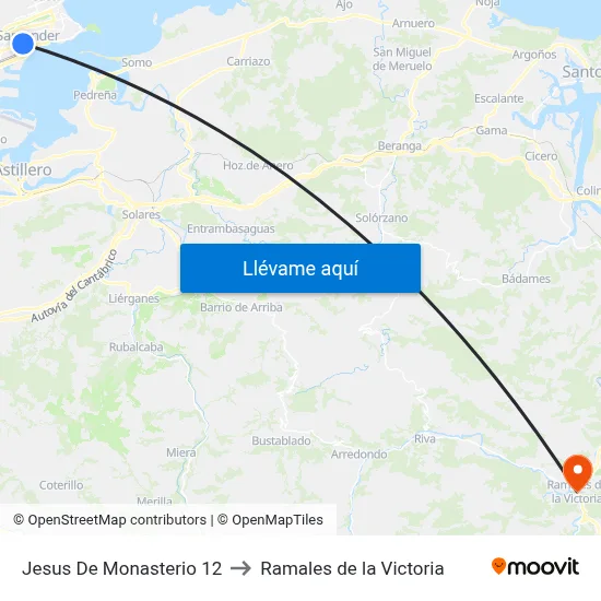 Jesus De Monasterio 12 to Ramales de la Victoria map