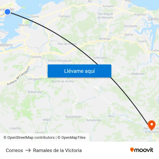 Correos to Ramales de la Victoria map