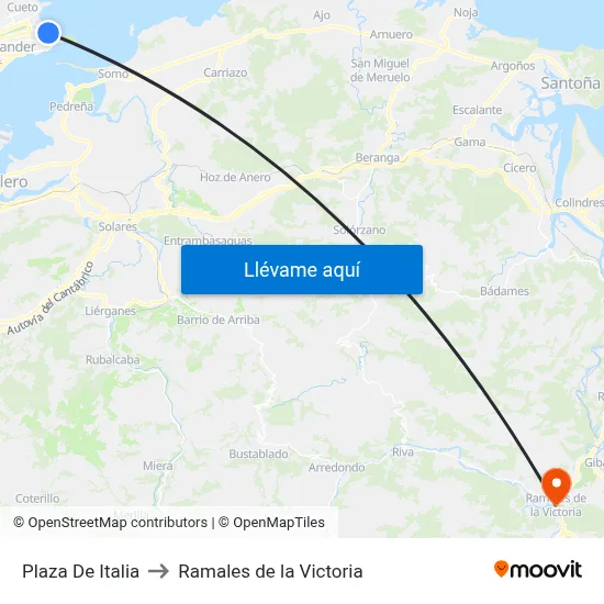 Plaza De Italia to Ramales de la Victoria map