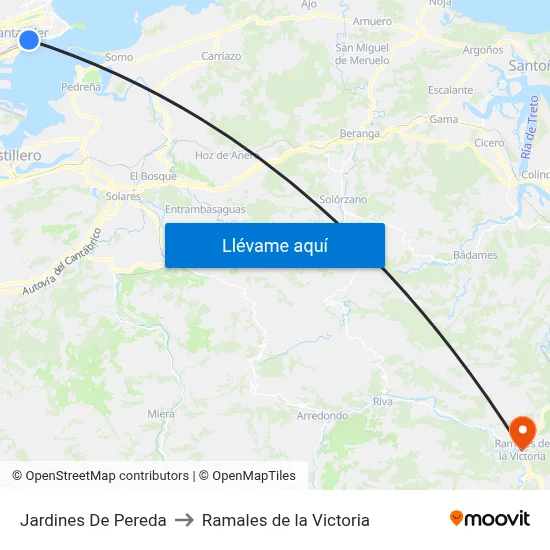 Jardines De Pereda to Ramales de la Victoria map