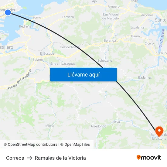 Correos to Ramales de la Victoria map