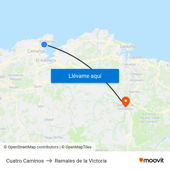 Cuatro Caminos to Ramales de la Victoria map