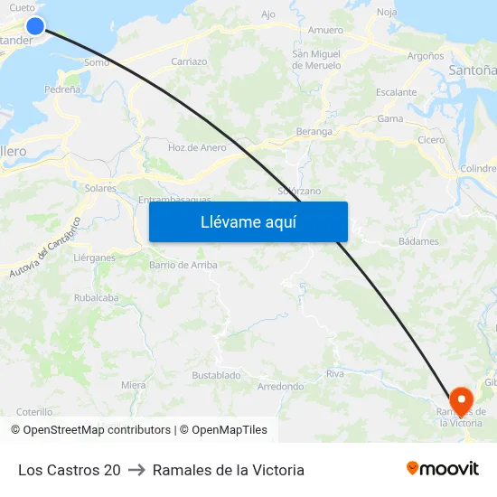 Los Castros 20 to Ramales de la Victoria map