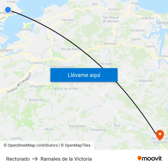 Rectorado to Ramales de la Victoria map