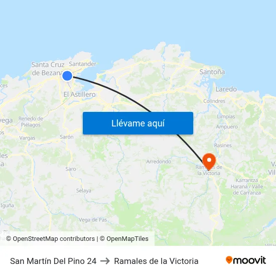 San Martín Del Pino 24 to Ramales de la Victoria map
