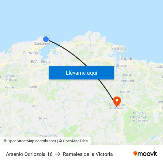 Arsenio Odriozola 16 to Ramales de la Victoria map