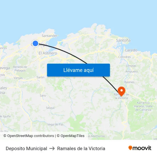 Deposito Municipal to Ramales de la Victoria map