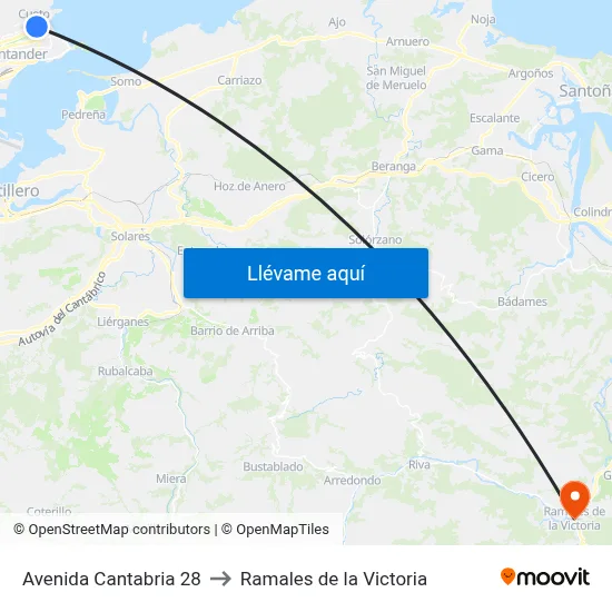 Avenida Cantabria 28 to Ramales de la Victoria map