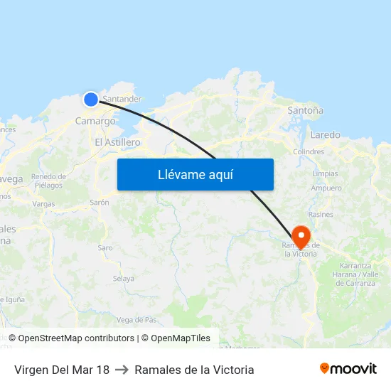 Virgen Del Mar 18 to Ramales de la Victoria map