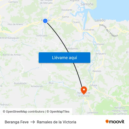 Beranga Feve to Ramales de la Victoria map