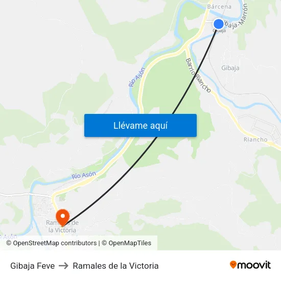 Gibaja Feve to Ramales de la Victoria map
