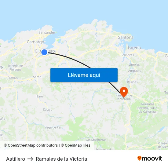 Astillero to Ramales de la Victoria map