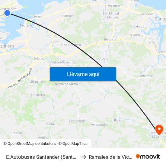 E.Autobuses Santander (Santander) to Ramales de la Victoria map