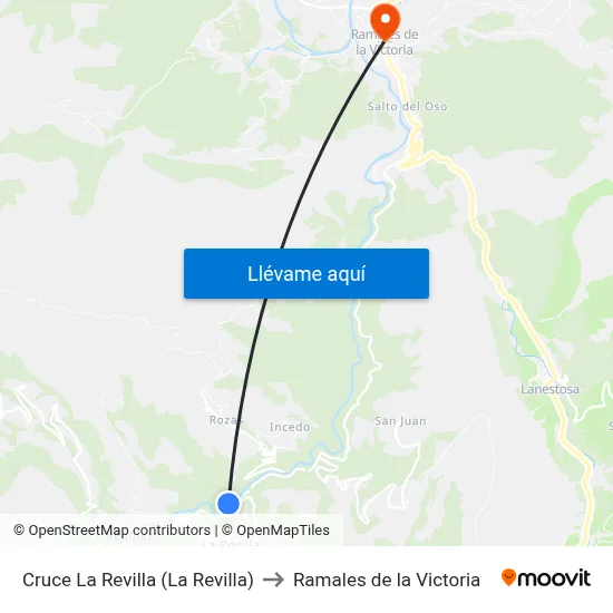Cruce La Revilla (La Revilla) to Ramales de la Victoria map