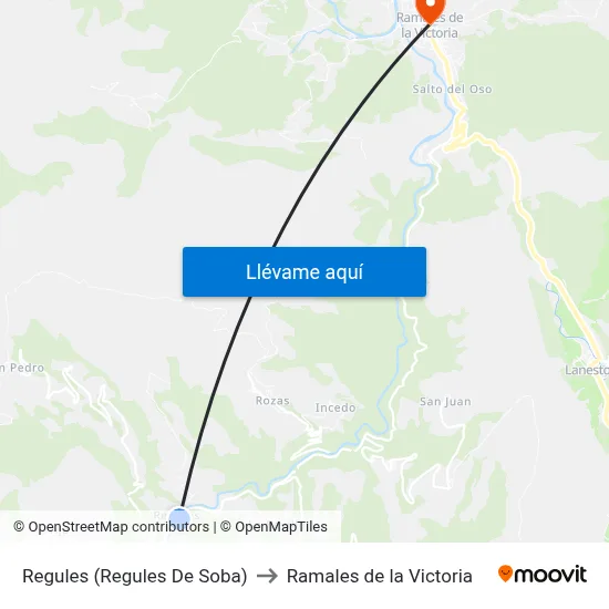 Regules (Regules De Soba) to Ramales de la Victoria map