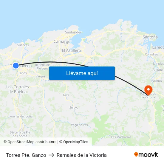 Torres Pte. Ganzo to Ramales de la Victoria map
