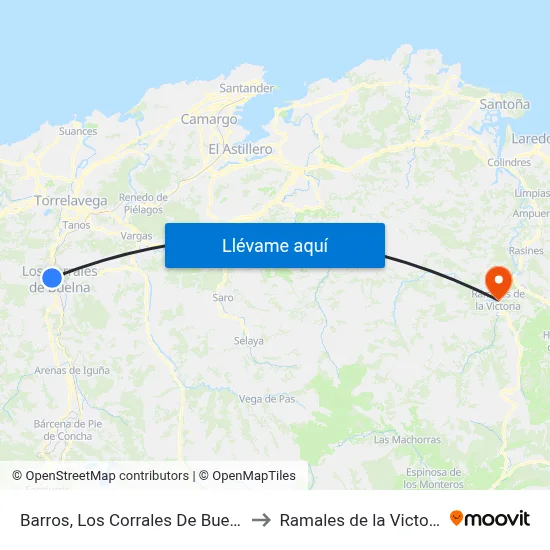 Barros, Los Corrales De Buelna to Ramales de la Victoria map