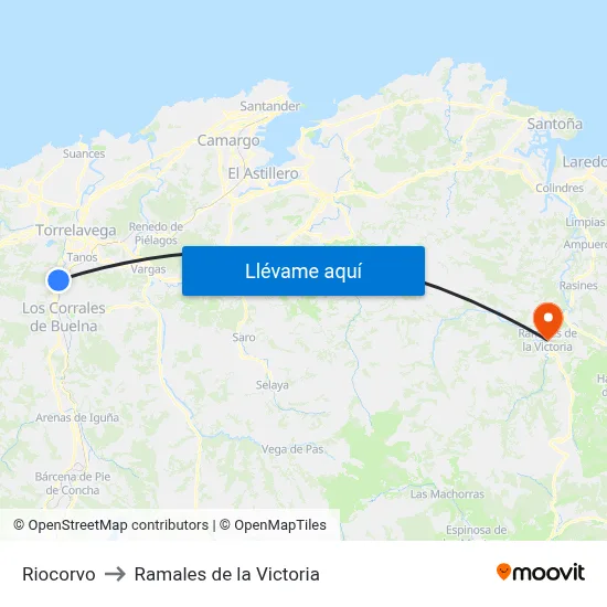Riocorvo to Ramales de la Victoria map